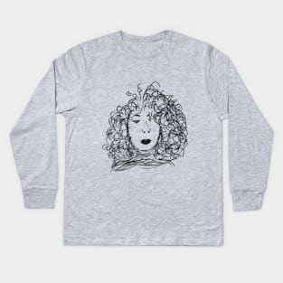 Curly Hair Lady Kids Long Sleeve T-Shirt